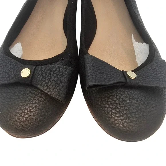 Ted Baker Allyson Bow Leather Ballerina Flats Black EU 39.5 US 9.5 NWOT - Picture 4 of 11